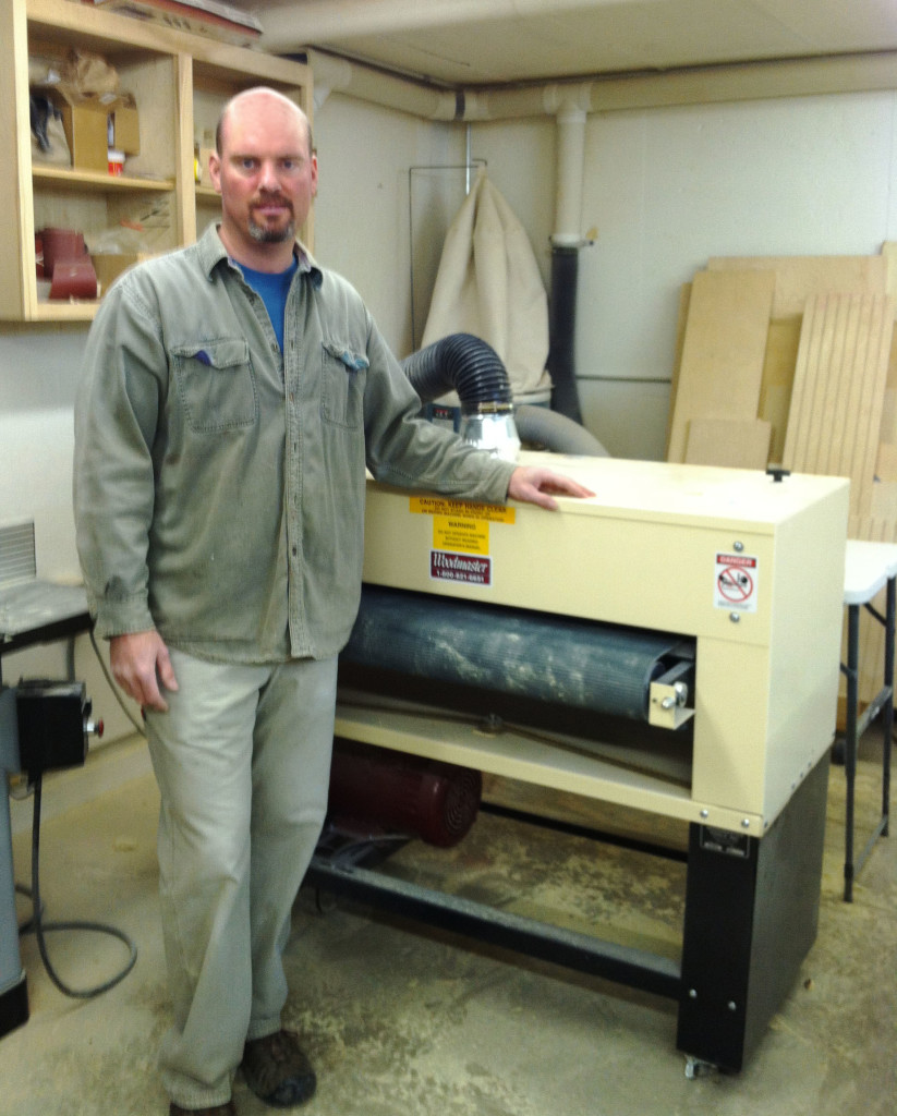 Jeff Rhone's running a great business from a small wood shop — just 600 sq. ft. He put his Woodmaster on casters so he can tuck it out of the way between sanding tasks.