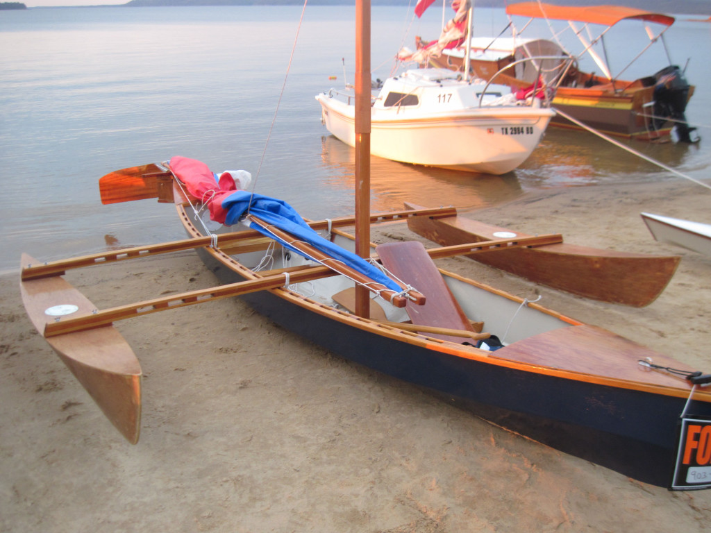John Owens is a skilled boatbuilder. Here's his outrigger boat, Eureka